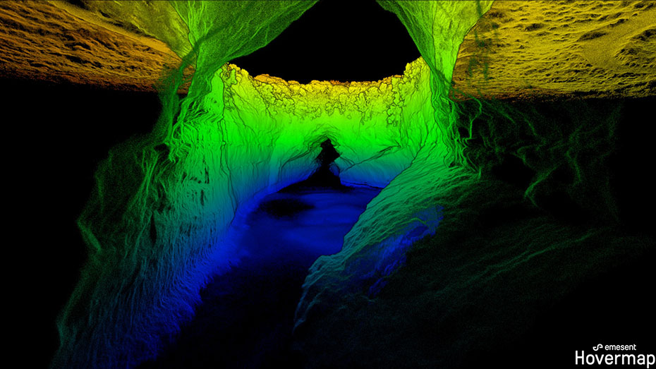 3D scan of an underground area produced using Hovermap and the Velodyen Puck LITE lidar sensor