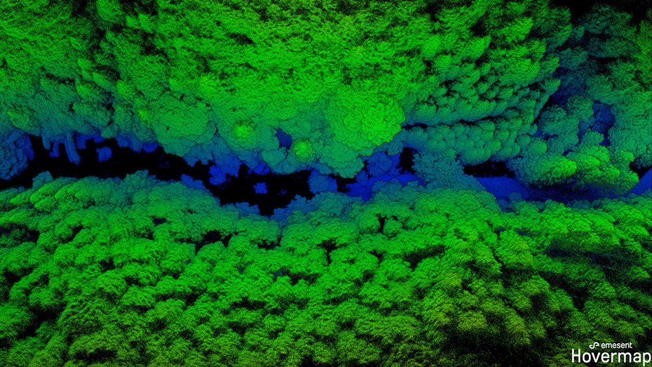A scan of a forested area created with Emesent's Hovermap mapping solution, which utilizes Velodyne's Puck LITE lidar sensor for mapping with lidar