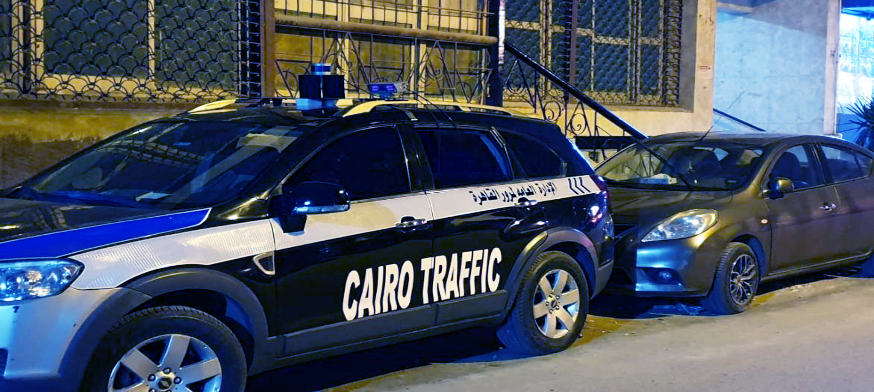 COM-IoT's Smart Patrol P3 solution installed on a Cairo Police car, featuring a Veloydne Lidar sensor