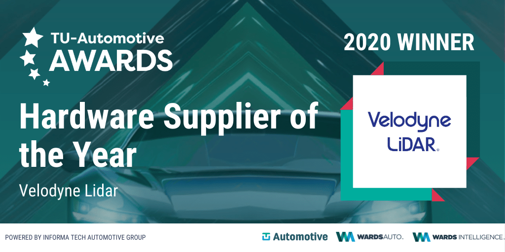 TU-Automotive Awards 2020 Winner Hardware Supplier of the Year Velodyne Lidar