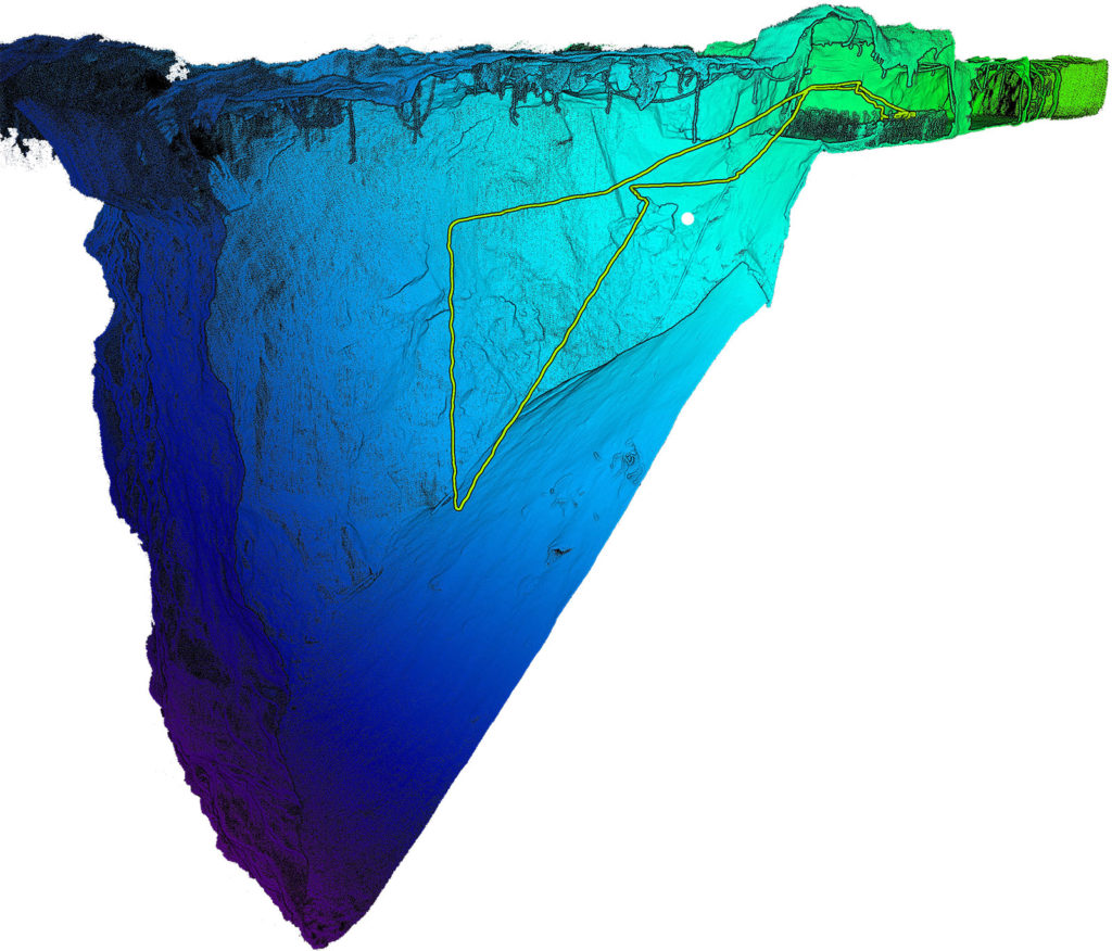 Point cloud of a mine stope created by the Hovermap using Velodyne's Puck LITE lidar sensor