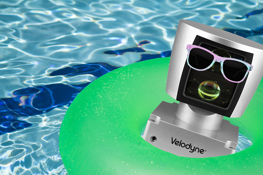 Velodyne Lidar's HDL-64 sensor in a swimming pool
