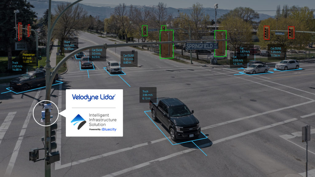 Velodyne’s Intelligent Infrastructure Solution creates a real-time 3D map of roads and intersections, providing precise traffic monitoring and analytics. The solution advances safety through multimodal analytics that detect various road users including, vehicles, pedestrians and cyclists. It can predict, diagnose and address road safety challenges, helping municipalities and other customers make informed decisions to take corrective action. 
