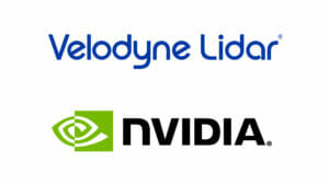 Velodyne Lidar and NVIDIA logos for partnership announcement