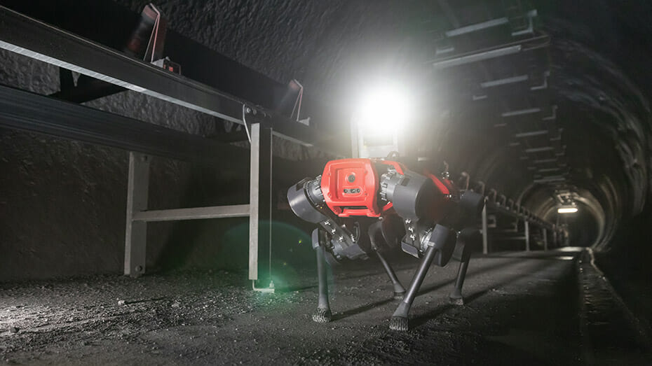 The ANYmal D reduces risks and downtime for routine inspection in a mining facility.